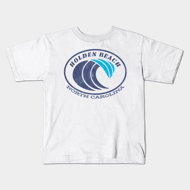 Holden Beach, NC Summertime Vacationing Blue Waves Kids T-Shirt by Contentarama